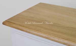Country style wooden sideboard with white structure and light colored national walnut top